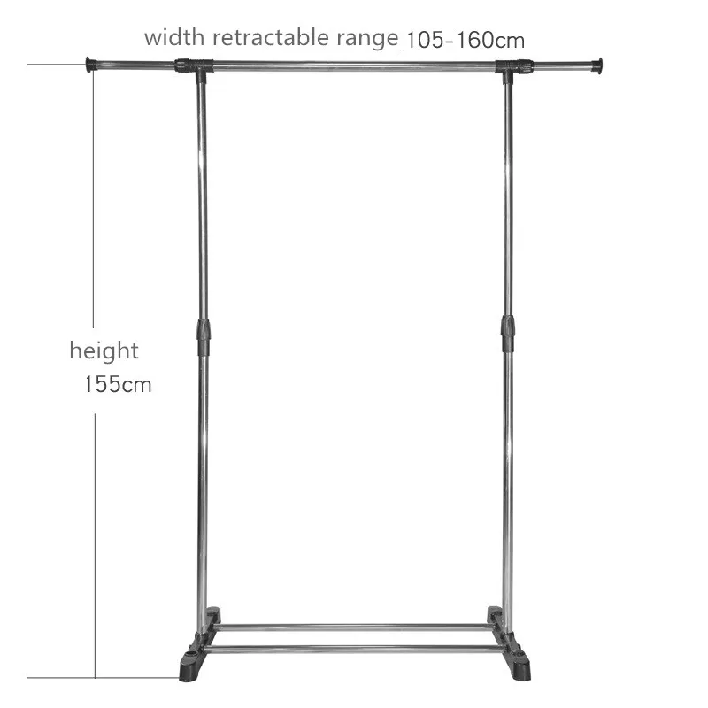 105-160cm Indoor and outdoor stainless steel hanger floor single pole retractable clothes hanger