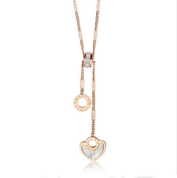 Stainless steel rhinestone choker necklace rose gold roman circle korean necklace