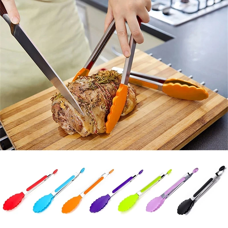 7/9/12 inch BBQ Grilling Tong Stainless Steel Barbecue Cooking Kitchen Food Tongs Cooking Utensils Cookware Set
