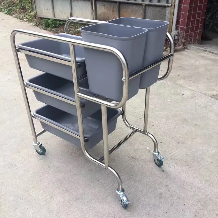 Disassembly Five Bucket Storage Restaurant Dish Collect Kitchen Serving Trolley For Hotel & Restaurants Equipment