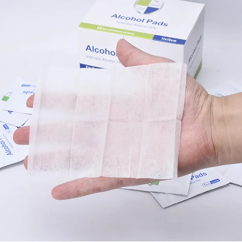 OPULA 50pcs Antiseptic Dis-infectant Surface Cleaning Alcohol Hand Wet Wipes Alcohol Prep Pads Big Size Alcohol Cleaning Wipes