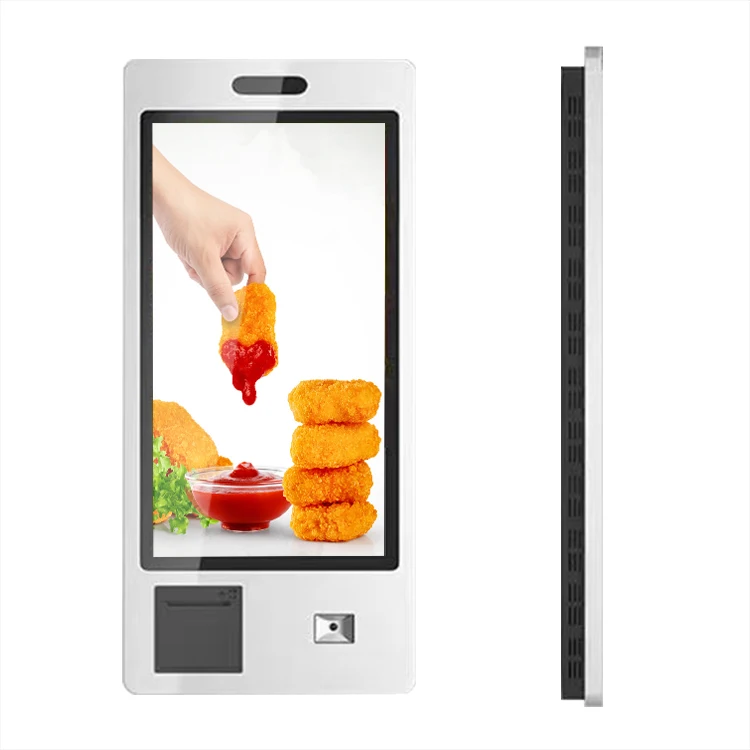 Fast food self service touch screen wall mount bill payment machine 32 inch self ordering payment kiosk