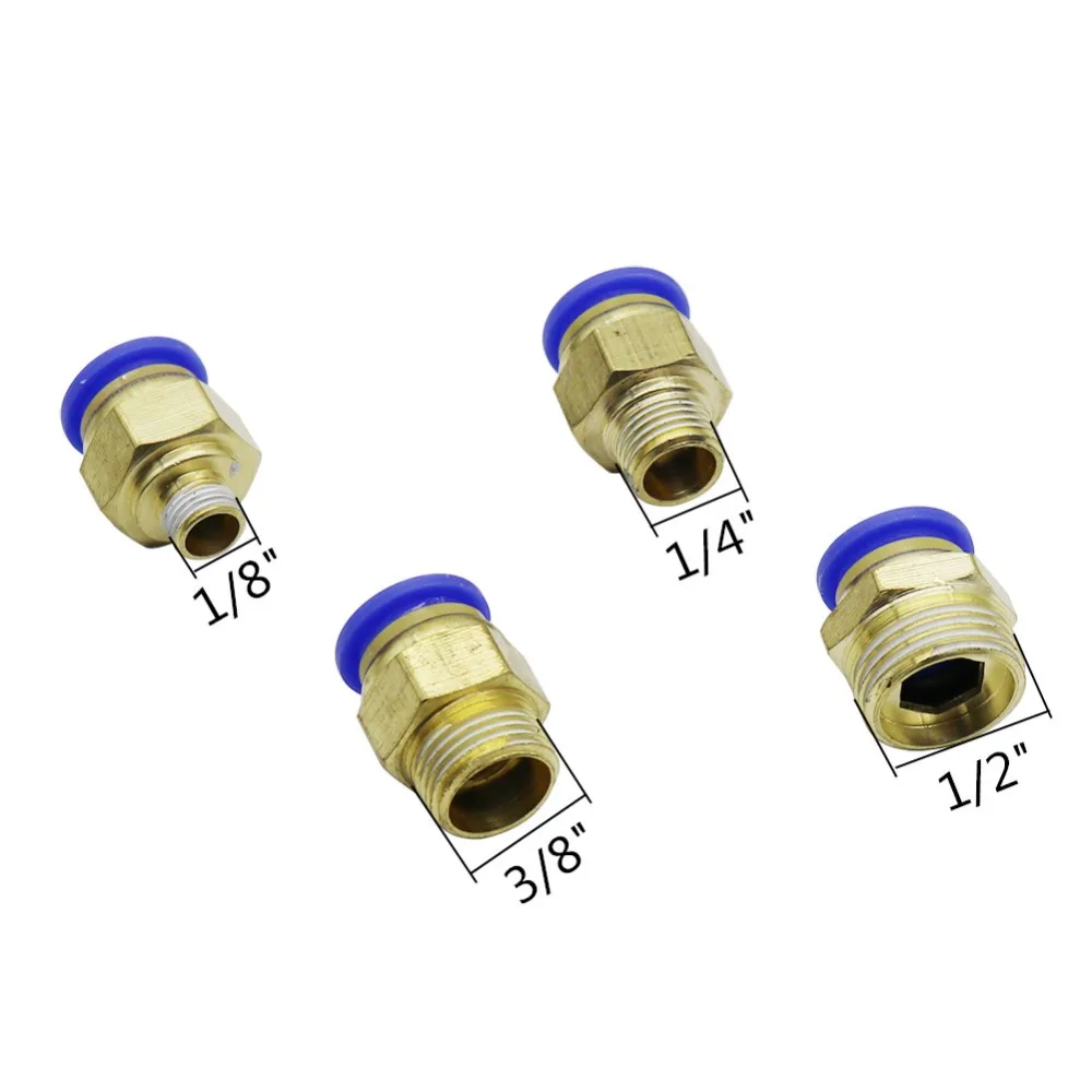 Garden Irrigation 1/8' 1/4' 3/8' 1/2' Male Thread to 6mm Straight Push In Connector Air Compressor Pneumatic Fittings