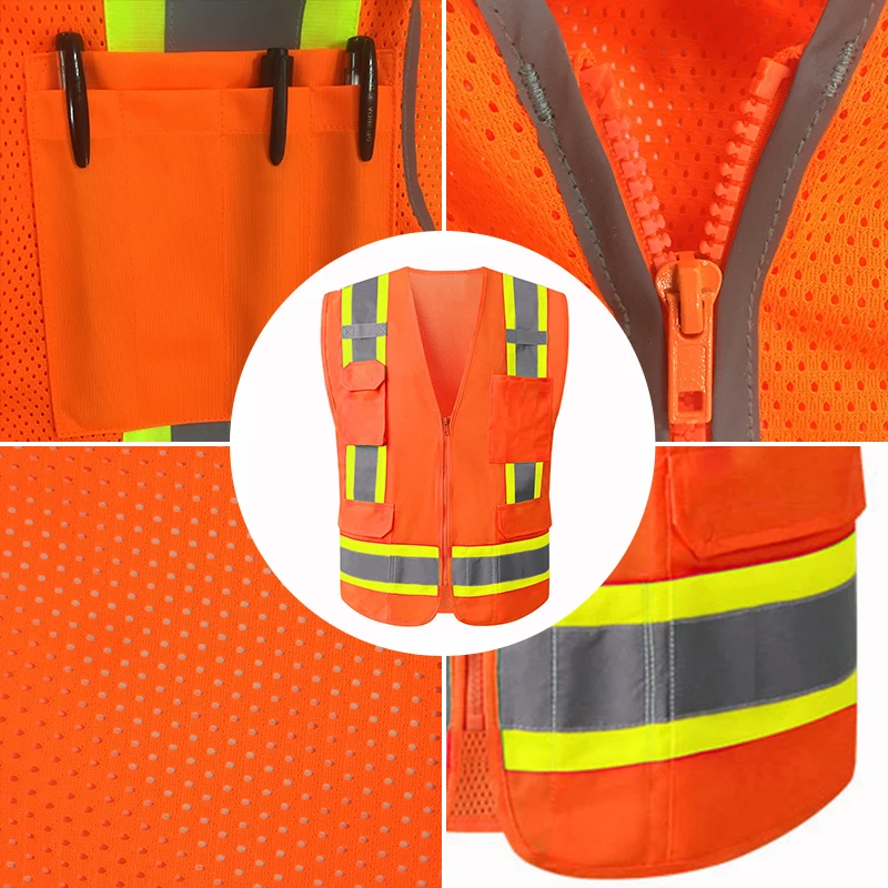 Factory Hi Vis Custom Logo Safety Construction Motorcycle Running Riding Tribe Mesh Reflective Vest