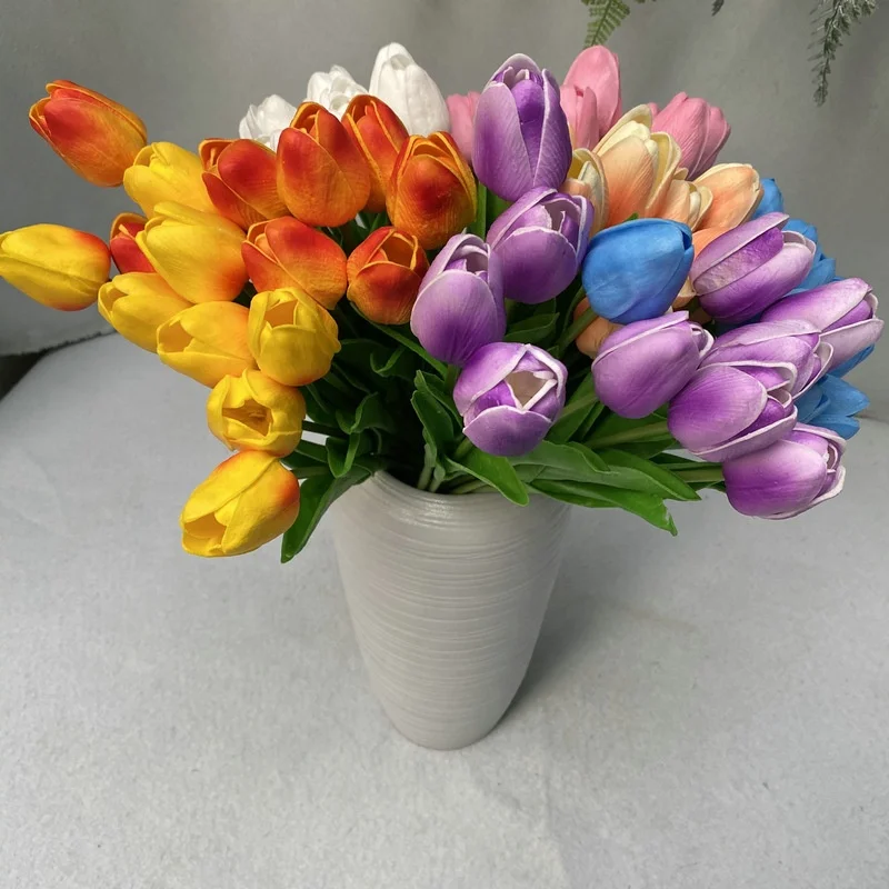 Mini Tulip Simulation Flower Wedding Party Home Decoration Simulation Plant Artificial Flower Hand Feeling Tulip For Sale