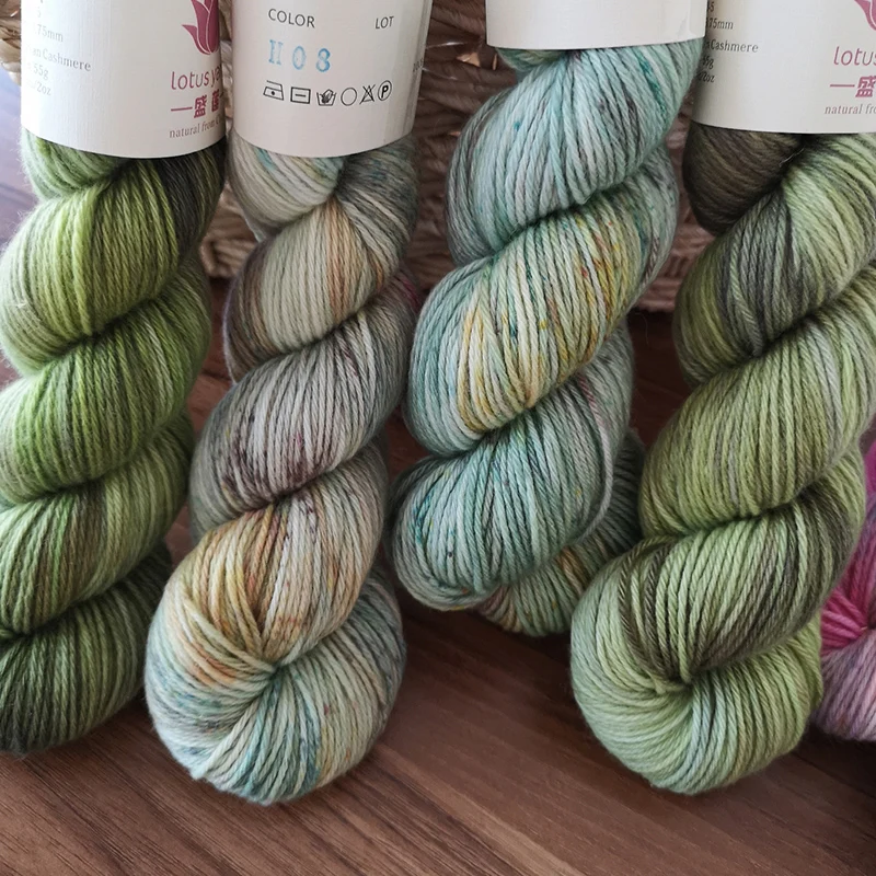 Lotus Handpainted pure cashmere dk yarn DIY knitting crochet weaving arts craft
