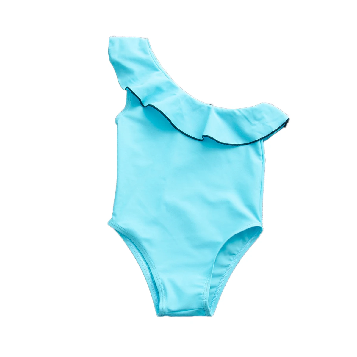 Fashion One Piece Kids Bikini Swimwear Single Side Suspender Little Girls Swimsuit