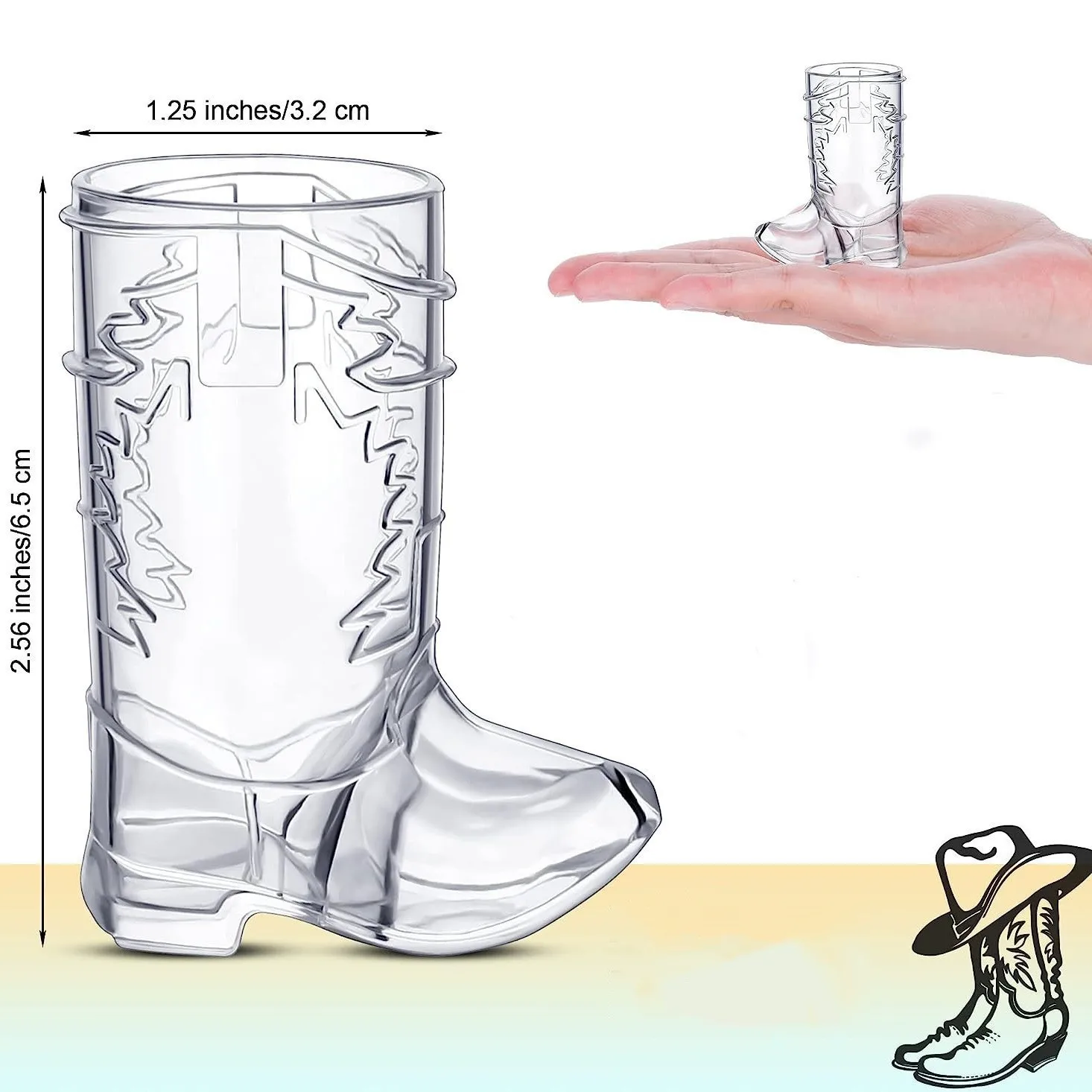 Novelty 2oz Plastic Western Cowboy Boot Shape Shot Glass Set for Enjoying Your Drink in Style
