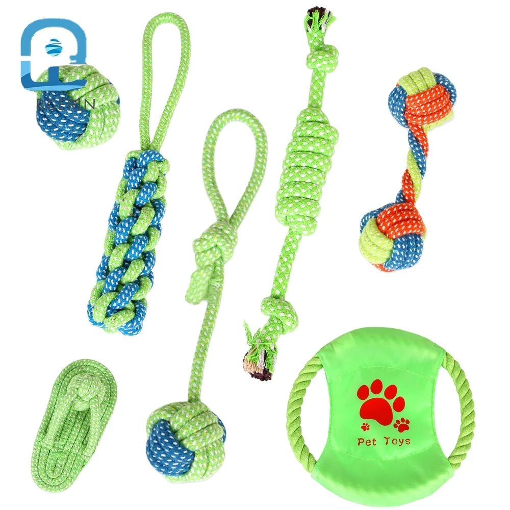 7pcs/set Chew Knot Teeth Cleaning Toys Bite Resist Durable Dog Toy Set