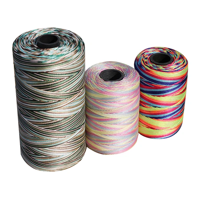 High tenacity thread for decoration rainbow embroidery thread tex 70, multi color sewing thread