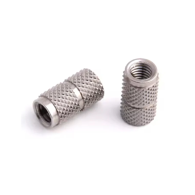 stainless steel brass throuh hole knurled threaded inserts nut plastic embedded fasteners injection molded nuts