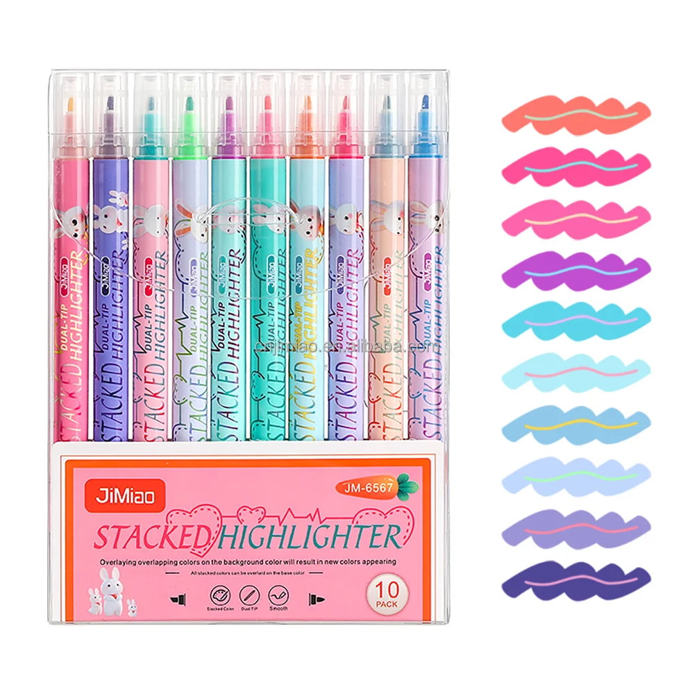 Wholesale Student Stationery Set with 10 Color Highlighters Student Supplies