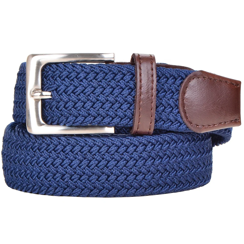 
Fashion Multi-color metal buckle sports style colorful cloth elastic braided belt 