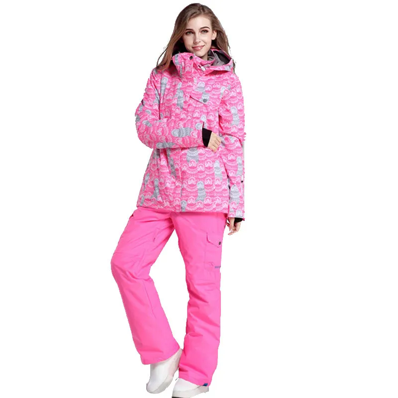 Winter Warm Ski Suit Siamese Double Board Adult Windproof Waterproof Women  Ski Outdoor Jumpsuit