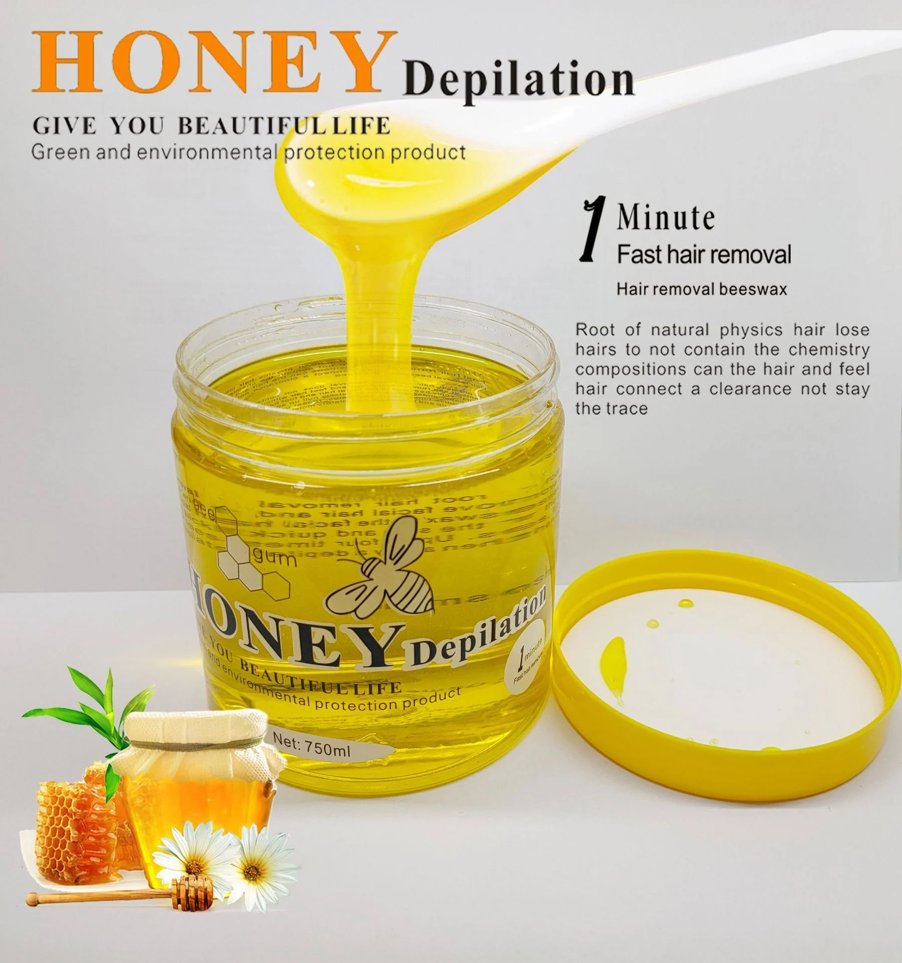 Organic Honey Wax Hair Removal Depilation Soft Wax Body Arm Legs Private Area Armpit Painless Hair Removal Wax