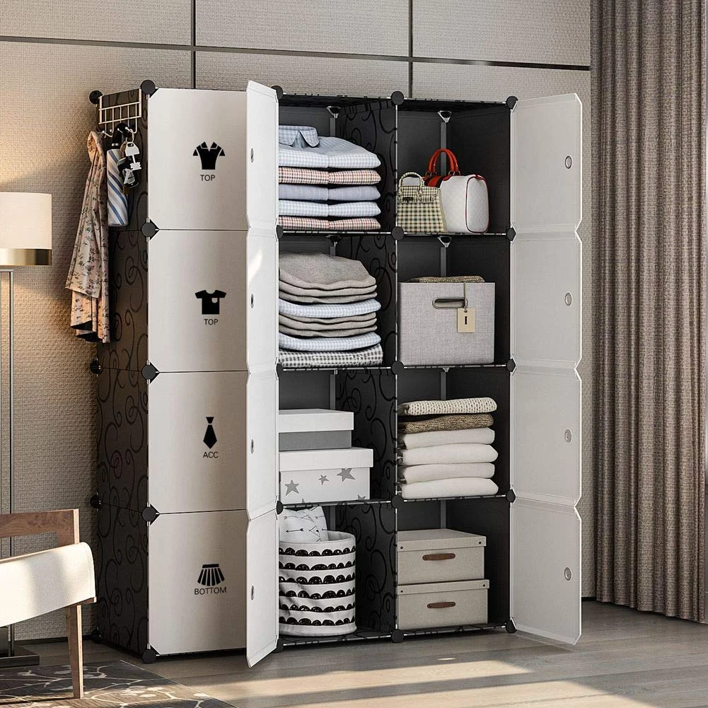 plastic wardrobe Large Cube Storage with Doors Deep Stacking Storage Shelf Clothes Vertical Cube Organization Cabinet