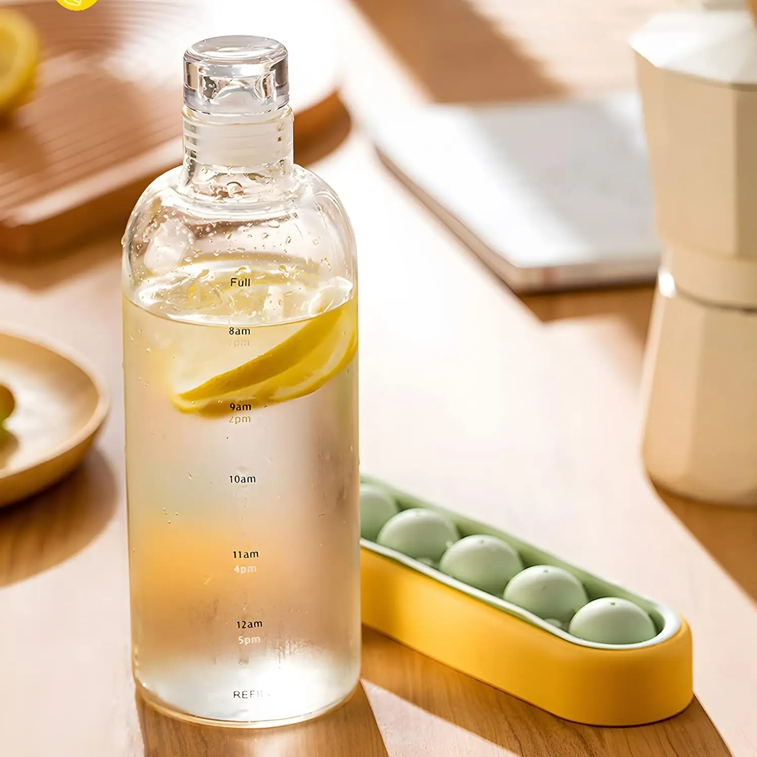 Promotional Gift High Value Unisex New Large-capacity Gradient Glass Water Bottle with Time Scale Glass Plug Lids Leak Proof