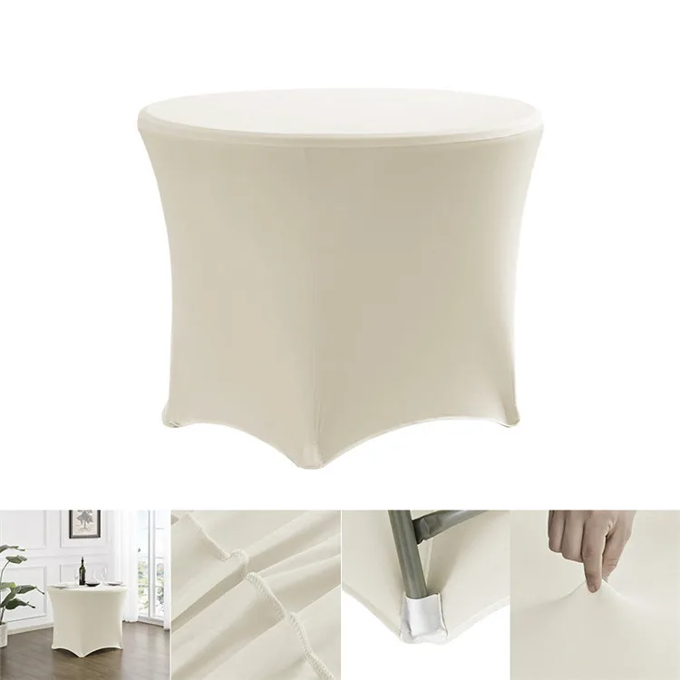 Cheap 6FT Round Stretch Table Covers Party Table Cloth Elastic Spandex Table Cover Wedding Decoration