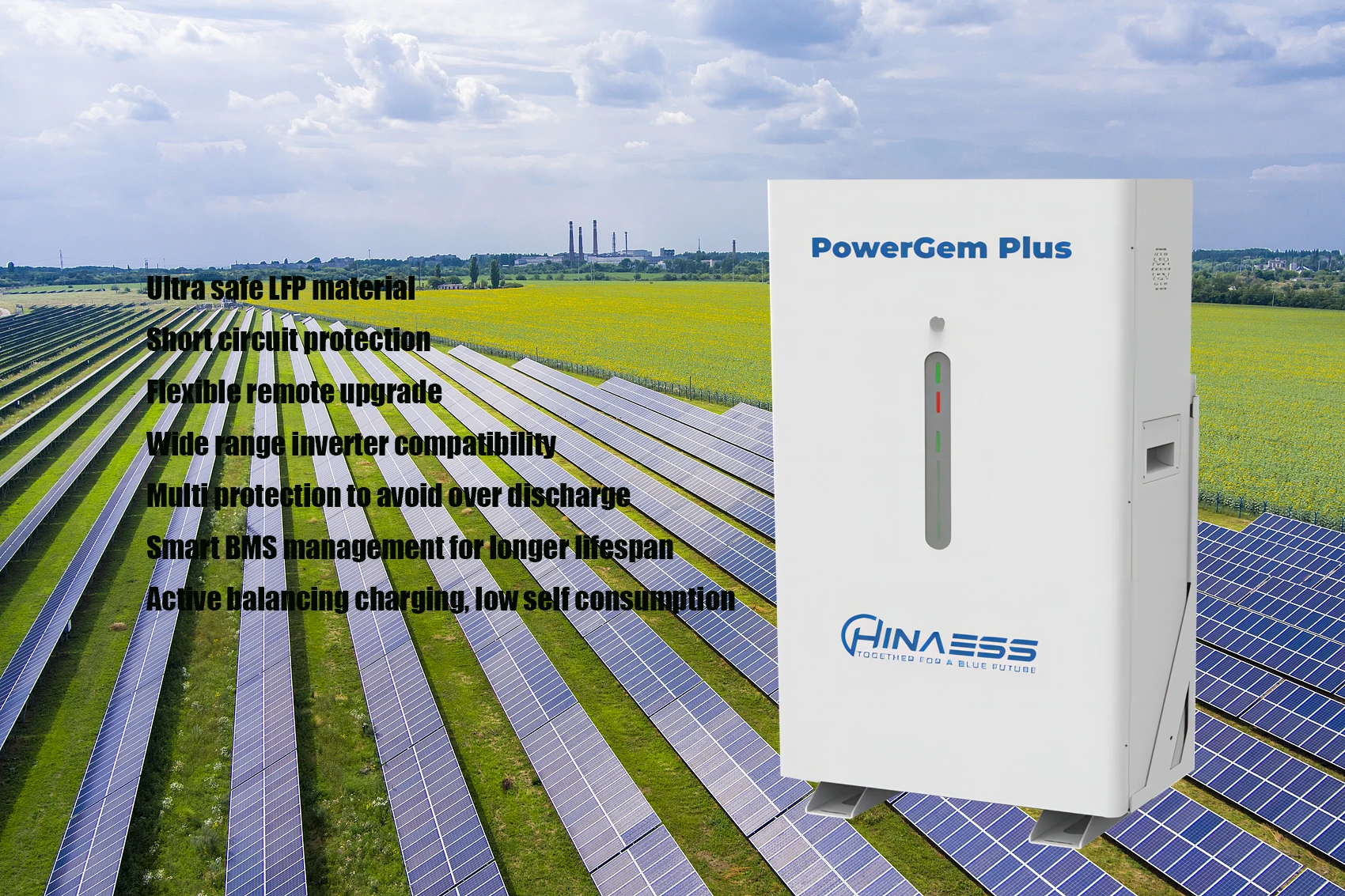 Solar Energy storage PowerGem Plus 51.2V/14.3kWh/8000cycles lifepo4 battery solar 5kw 10kw energy system