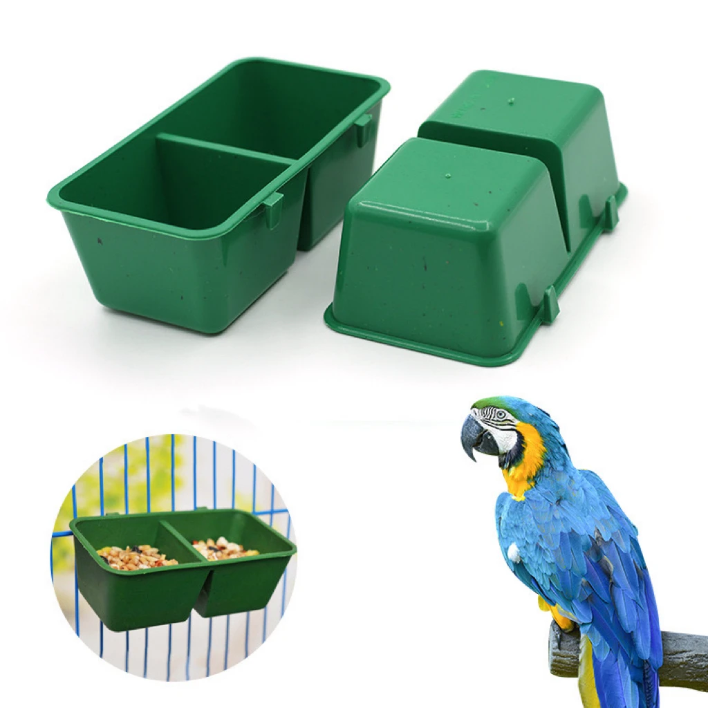 Creative Double Groove Bird Feeder Food Tray Parrot Waterer Hanging Animal Water Bowl Bird Supplies Drinking Cups Pet Products