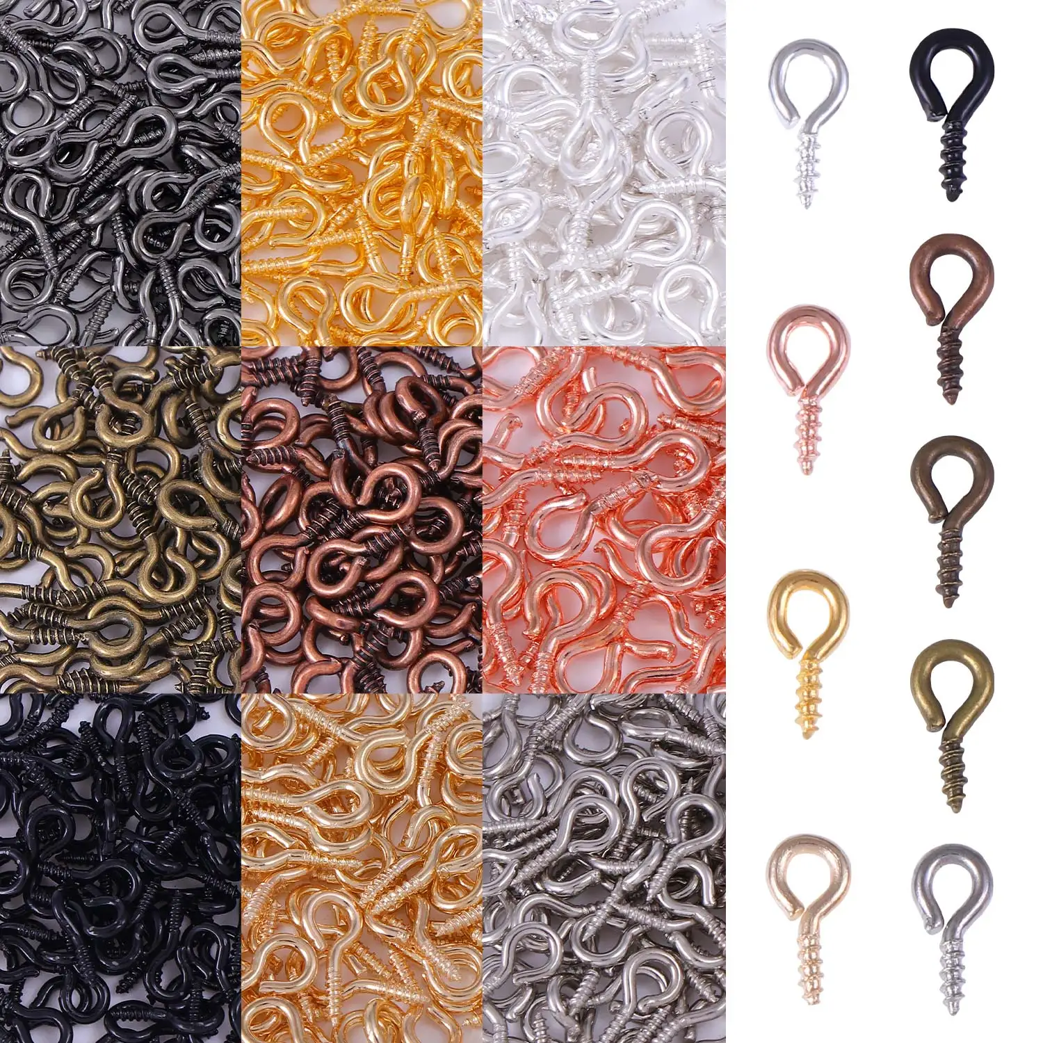 TikTok Hot Sale 100pcs/bag Mini Screw Eye Pins for Jewelry Making Pearl Beads Screw Threaded Hooks Eyelets Clasps Findings