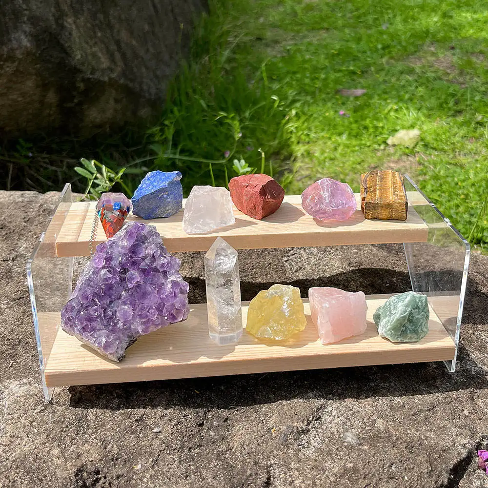 Gemstones Raw Healing Stones Clear Crystal 7 Chakra Stones Collection Point Set For Yoga Meditation Amethyst Gem