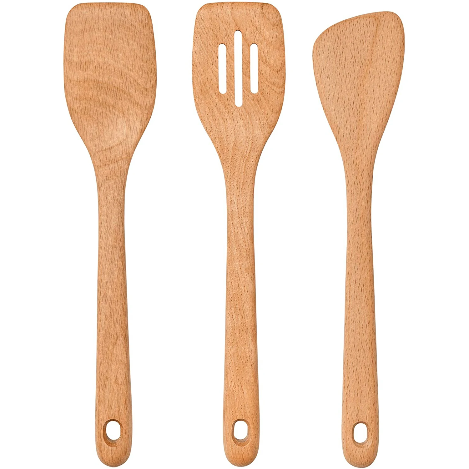 TAOTAOJU kitchen tools custom non-stick wooden spatula cookware high quality cooking spatula three-piece beech spatula set