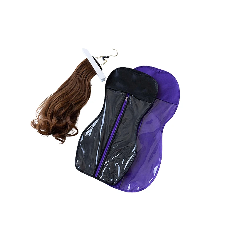Wholesale Non Woven PVC Window Hair Extensions Storage, custom Wig Bags Packaging Hair Storage Bags With Hanger/