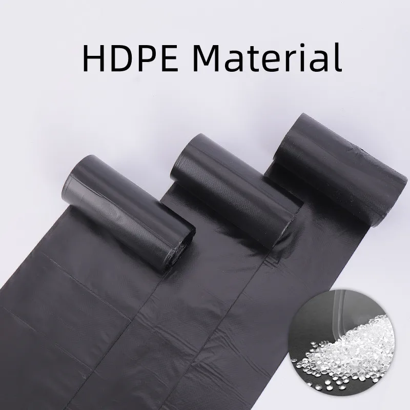 Plastic Garbage Bag Dustbin Liners Trash Bags Flat Pocket Industrial Black PE Trash Bag on Roll for Wholesales