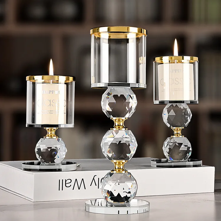 Manufacturer wholesale European candle holder decoration candle cup tall holder glass decoration wedding crystal candlestick