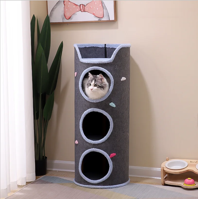 new cat climbing frame house multi-layer tree hole felt