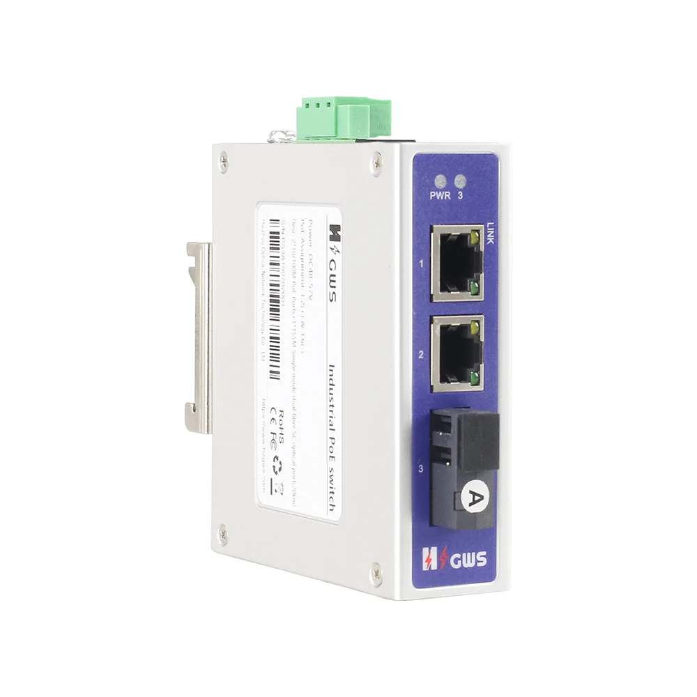 OEM 3-портовый 10/100 м промышленный медиаконвертер Ethernet-коммутатор DC48-57V наружного коммутатора Ethernet