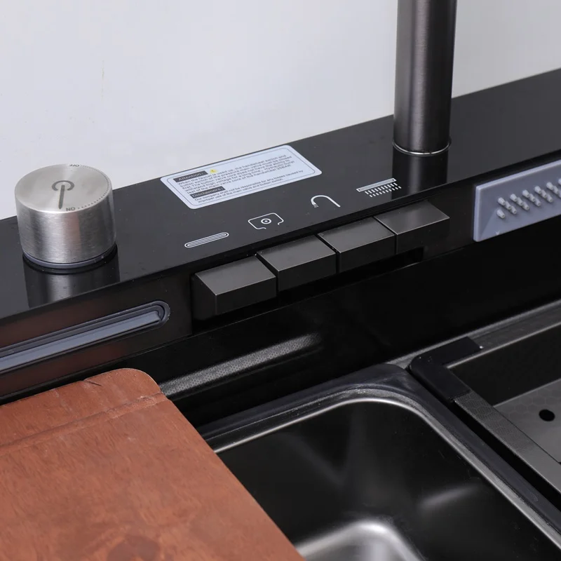 Modern nano multifunctional waterfall faucet outdoor kitchen sink modern intelligent 304 stainless steel sink kitchen