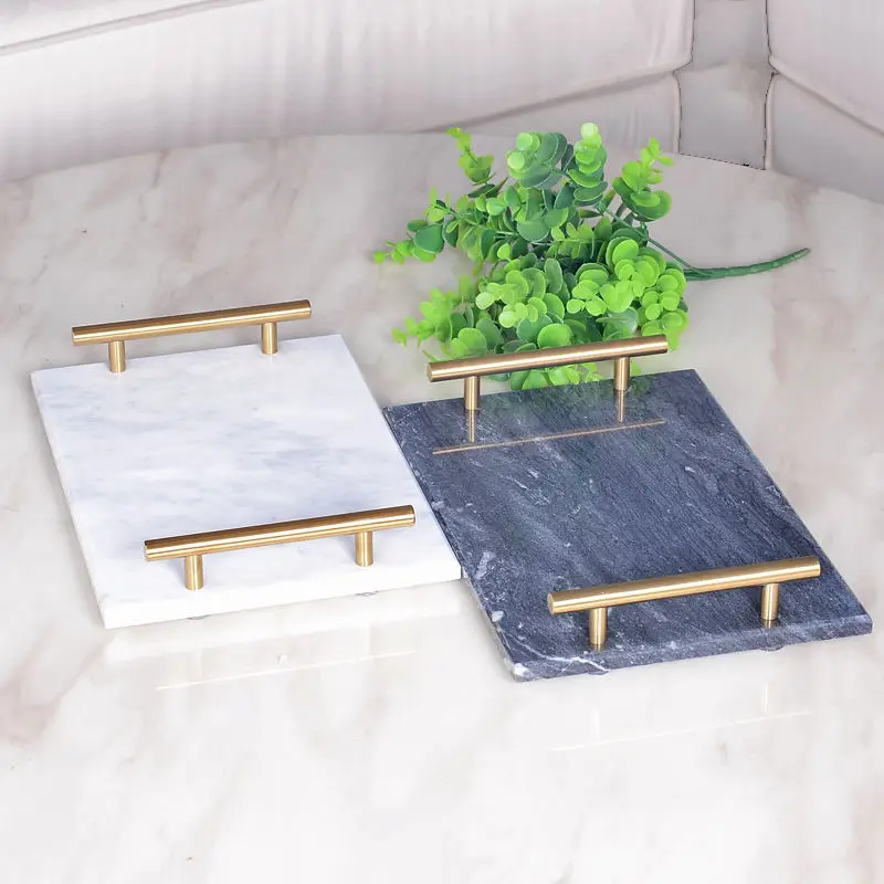 New Design Luxury Accessories Natural Marble Stone Trays Decor Bathroom Set Nordic Home Decoration Bathroom Trays