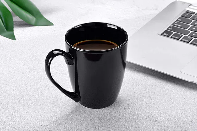 13 Ounce Porcelain Cups Mug Tea and Coffee Ceramic Black Mugs Creative A-B Grade, Food Contact Safe All-season Sustainable
