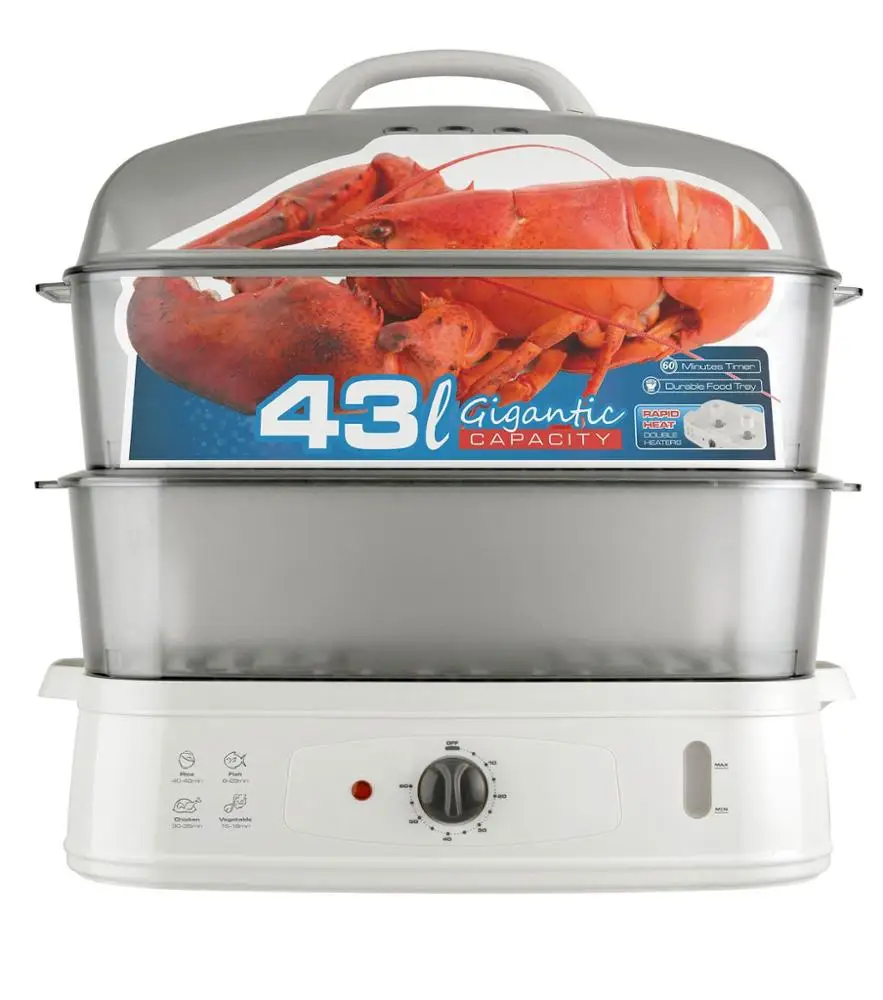 
Chinese mainland 2 layer plastic 43L electric home food steamer cooker 