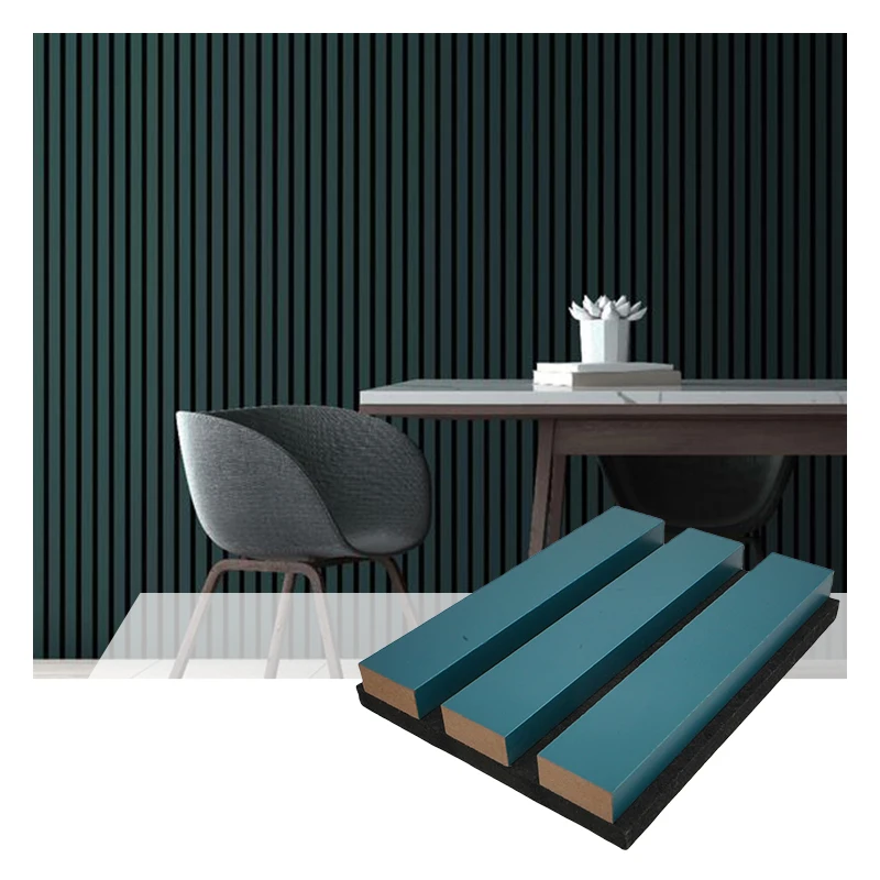 Modern Design Sound Absorption Polyester Fiber MDF Wooden Slat Acoustic  Wall Panel
