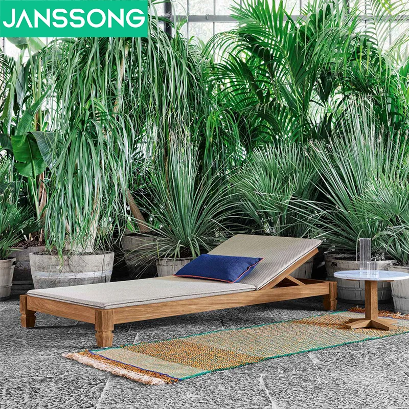 Luxury Hotel Pool Chaise Lounge Garden Teak Beach Sun Lounger