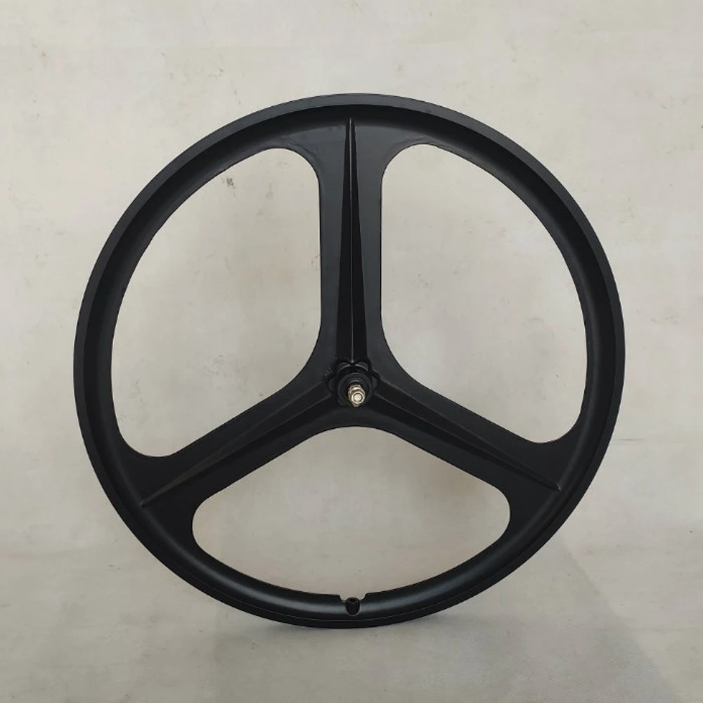 700c bicycle wheel set Aluminum Alloy Dead Flying Bicycle Three spoke Rim Integrated single wheel set, front and rear wheels