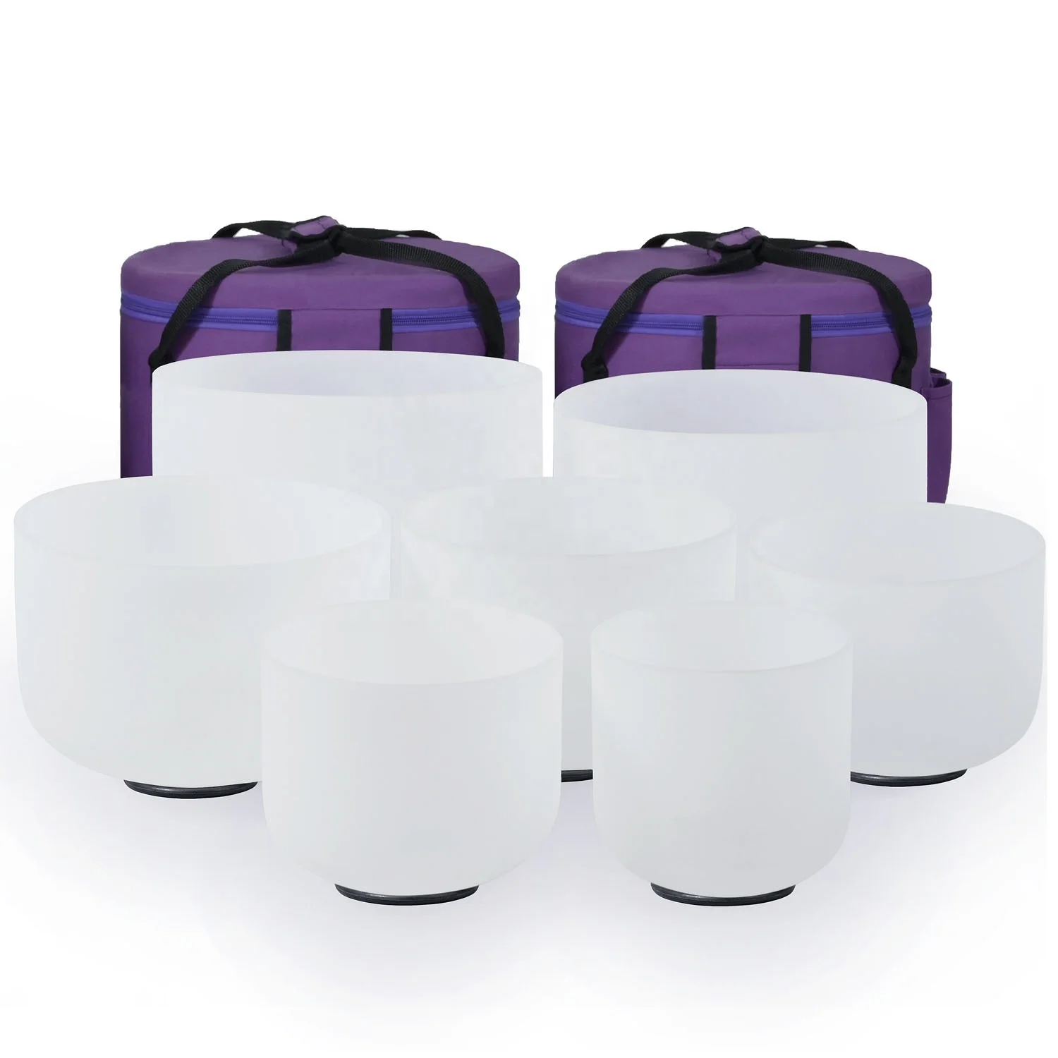 SUCCESS Frosted 432Hz 440Hz Crystal Bowl Set for Sound Healing Quartz Singing Bowls Klangschale Set