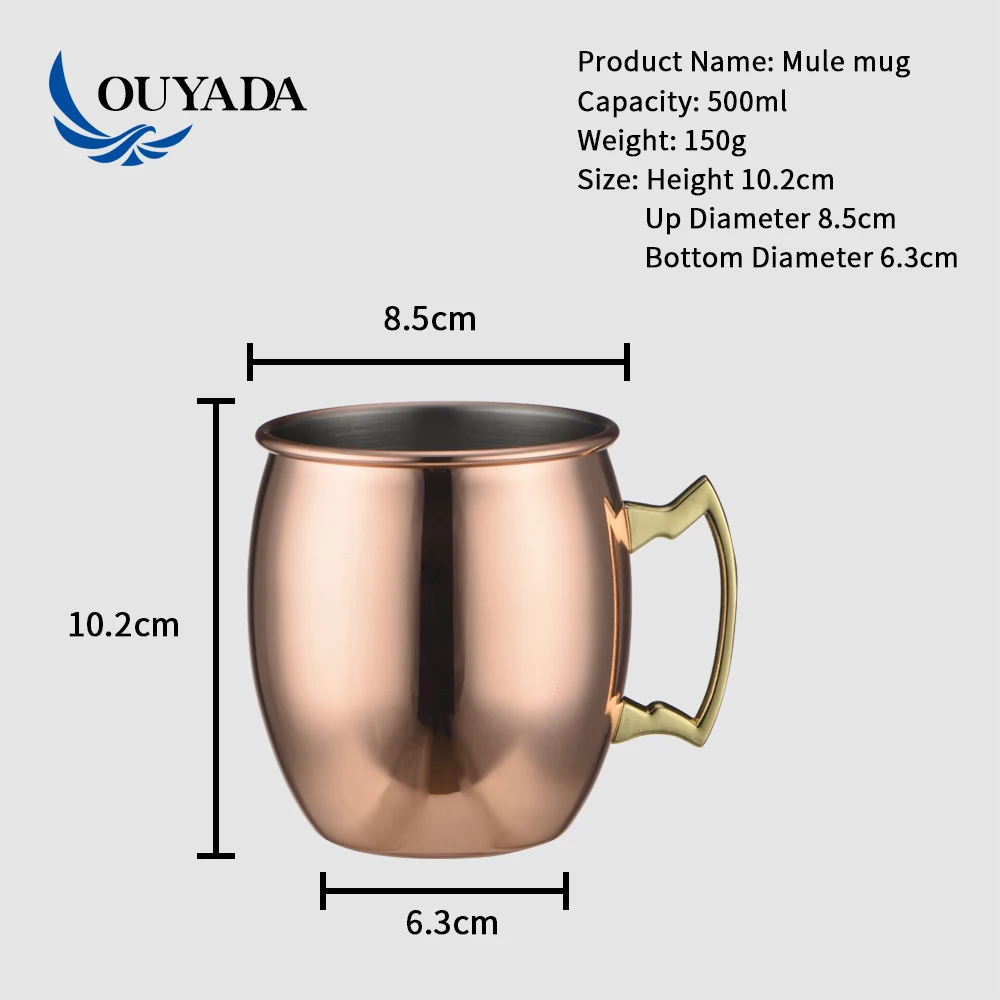 Factory Direct New Eco Friendly Mugs ss304 Stainless Steel 400ml Stemless Wine Coffee Cup Blank Copper Printing Cool Beer Mugs