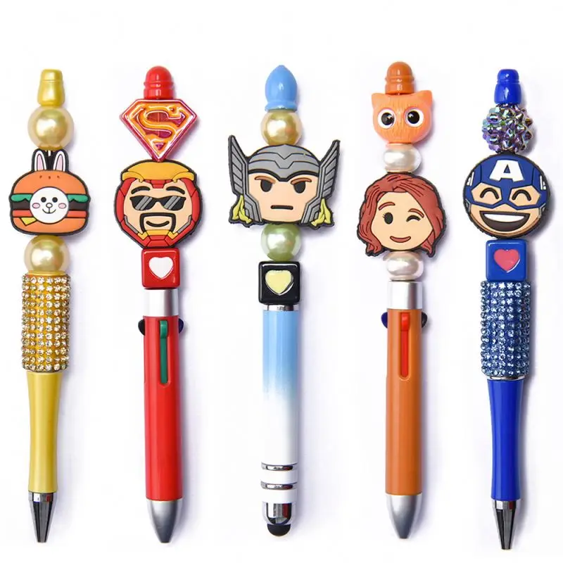 Soft Material Custom eco-friendly mix focal beads character silicone teething beads pen making beads and charms for pen tops