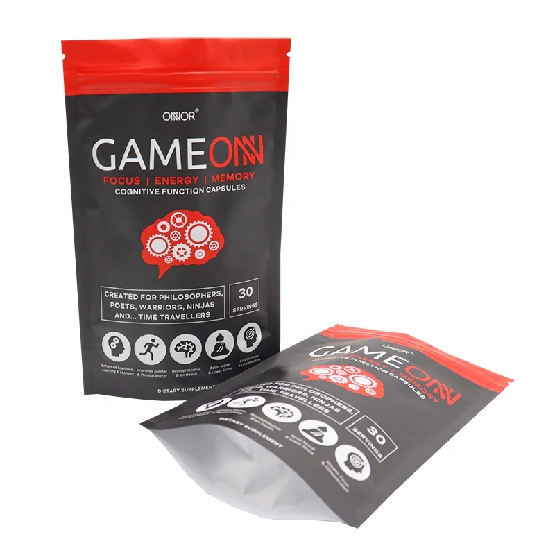 Custom food grade ziplock aluminum foil nuts tea snack food packing bag stand up zipper pouch black coffee bags