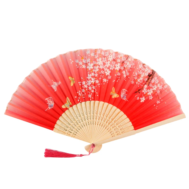 Custom High Quality Printed Silk Logo Folding Personalized Black Bamboo Hand Held Fan For Printed Fans