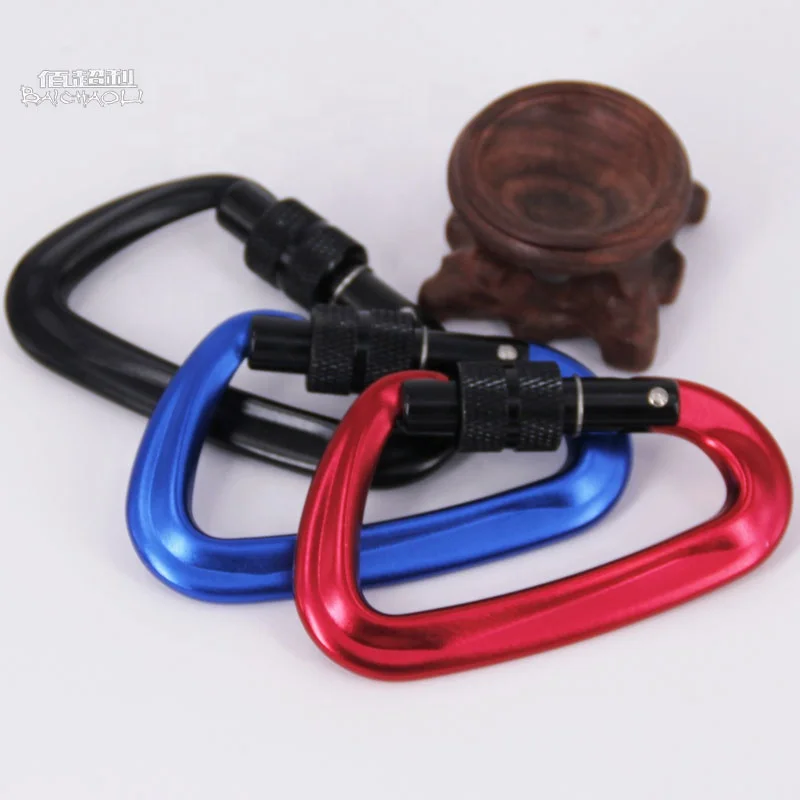 8#D shaped 7075 Aviation  Aluminum metal 12KN swivel spring locking climbing carabiner hooks FOR camping hiking or bicycle ball