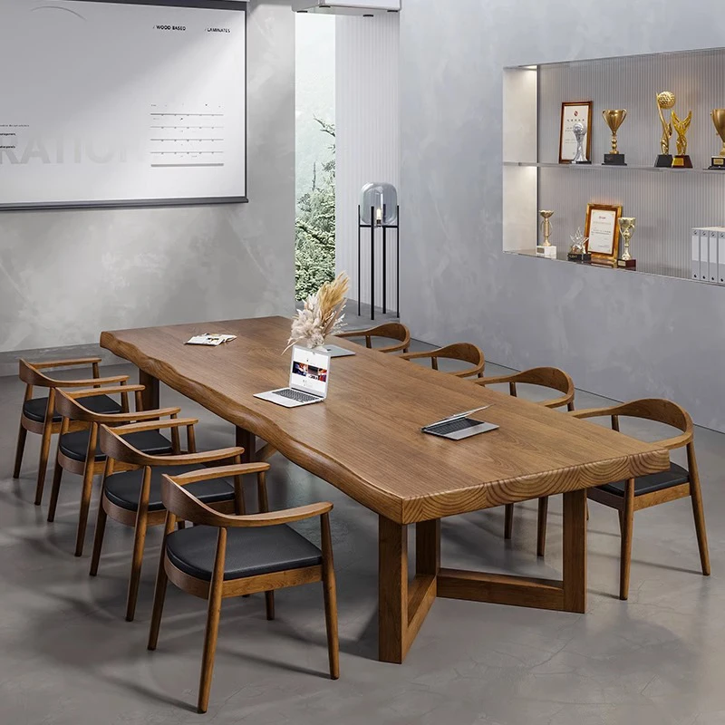 Simplicity Thickened Solid Wood Large Board Office Leisure Business Meeting Negotiation Writing Desk Workbench Conference Tables