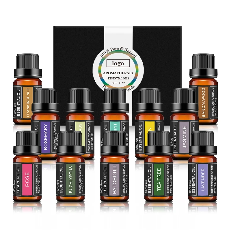 Manufacturers Stock Private Label Bulk Gift Set 10ml*12 Aromatherapy 100% Pure Natural Organic Essential Oil