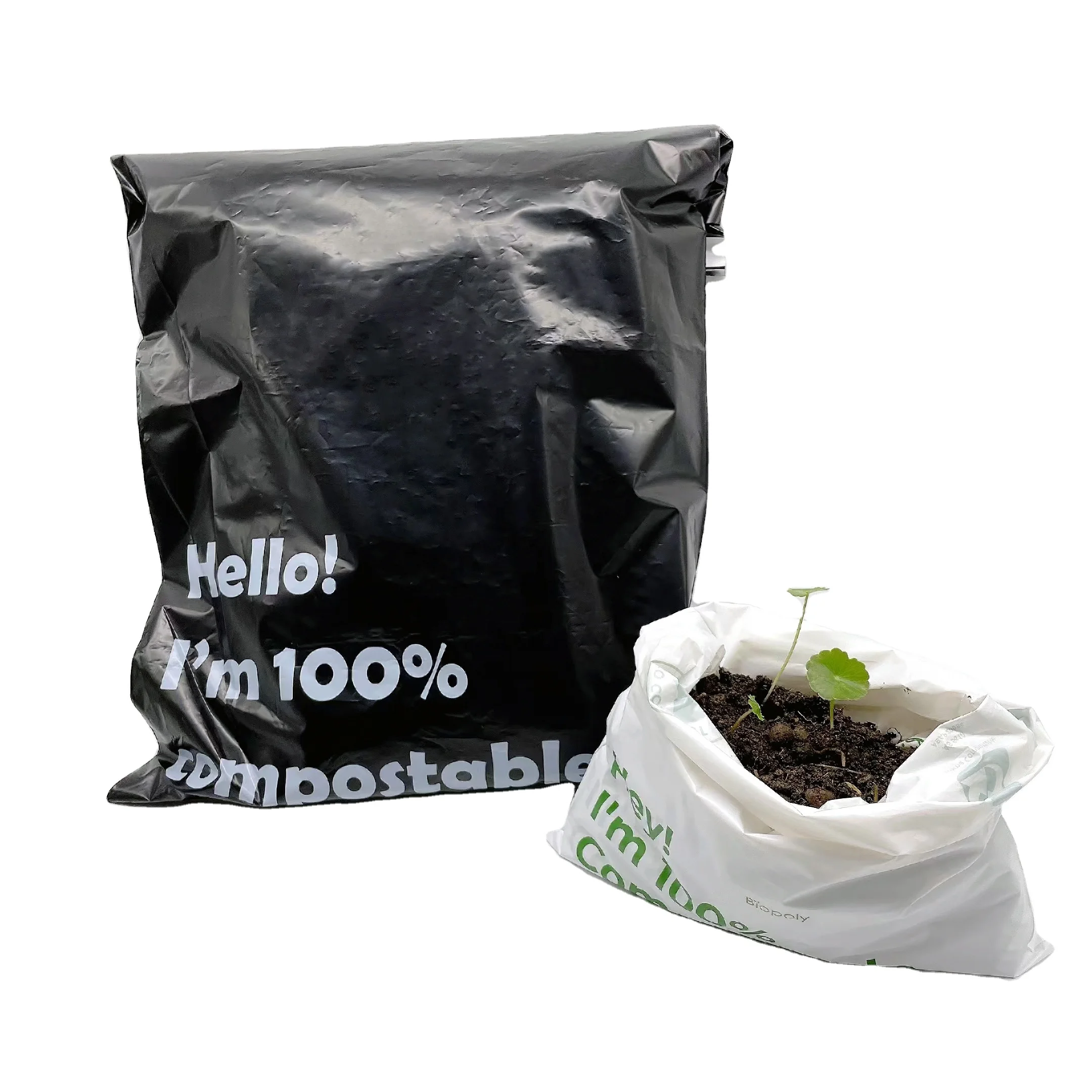 2024 hot sles Compostable Clothes Packaging 100% Biodegradable pla Mailing Bags EN 13432 ASTM D 6400 thick