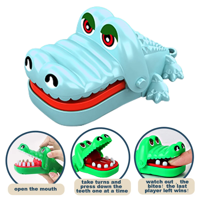Hot sale kids small funny fidget decompression dentist tooth pulling desktop game crocodile dinosaur shark finger biting toys
