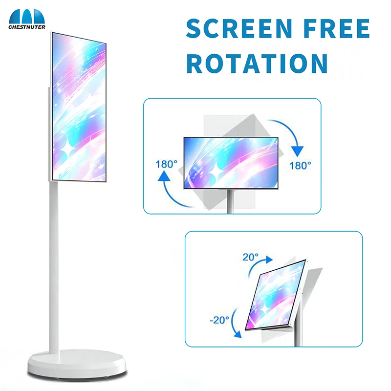 Chestnuter Portable Lcd Stand TV 21.5 inch Android 12 Touch Screen Smart TV Movable Tablet Monitor Smart TV